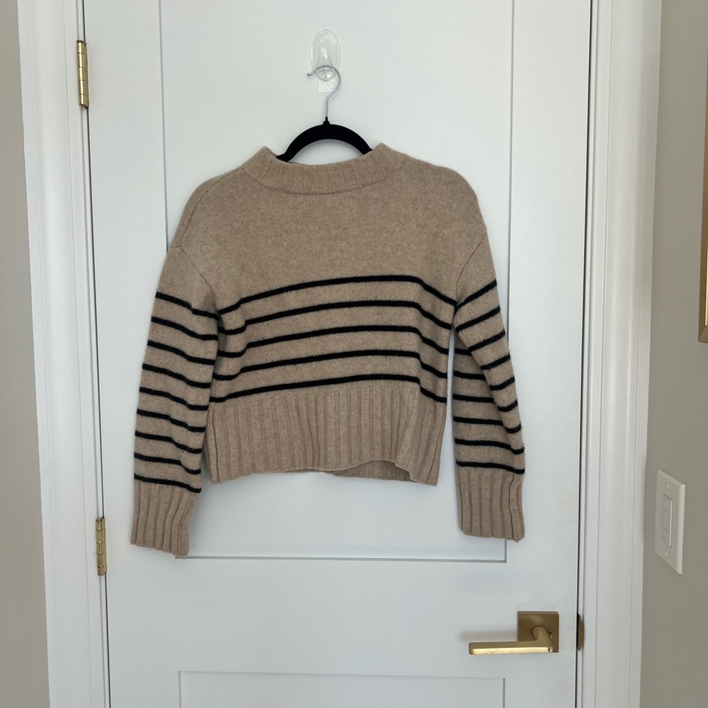 Reformation Beige and Black Striped Sweater